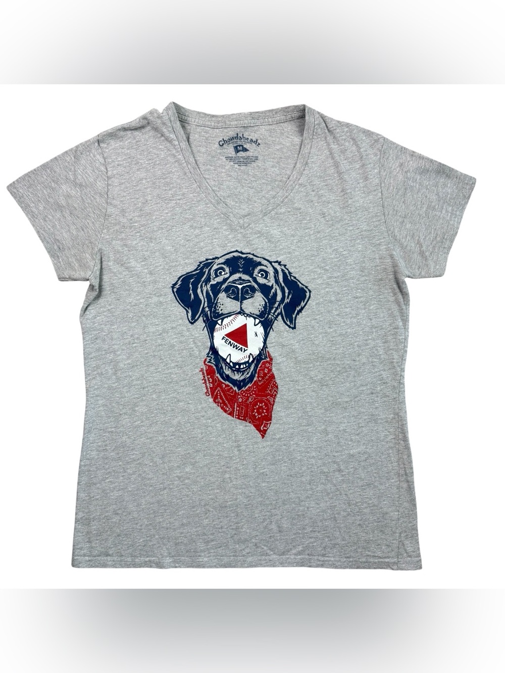 Women’s Fenway Park Boston Red Sox Baseball Dog Bandana V-Neck t-shirt size M